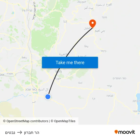 נבטים to הר חברון map