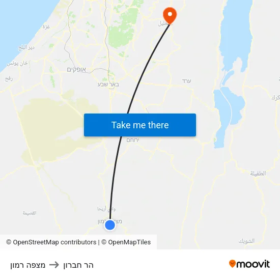 מצפה רמון to הר חברון map