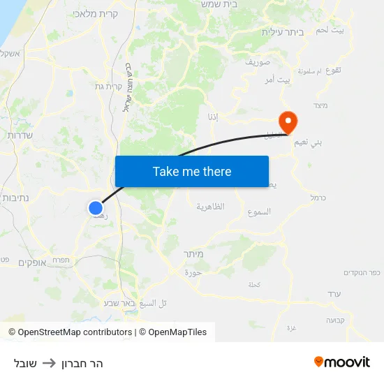 שובל to הר חברון map