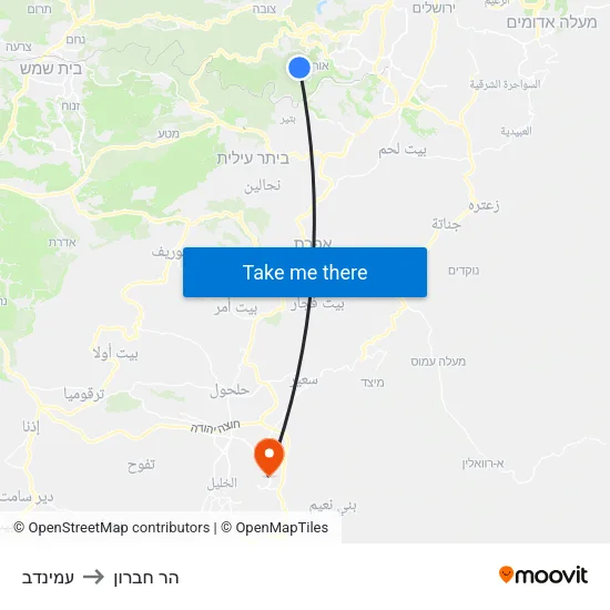 עמינדב to הר חברון map