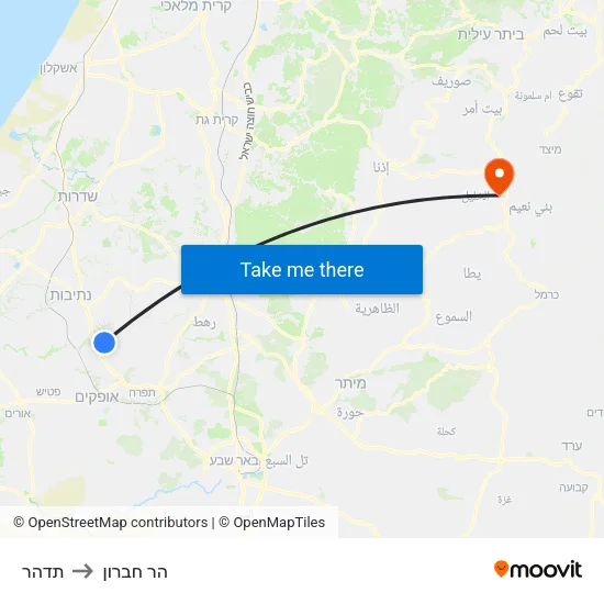 תדהר to הר חברון map