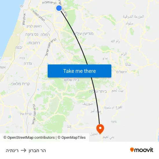 רינתיה to הר חברון map