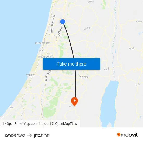 שער אפרים to הר חברון map