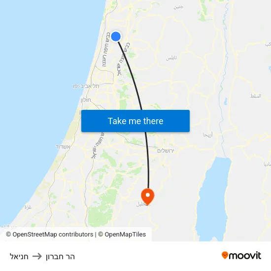 חניאל to הר חברון map