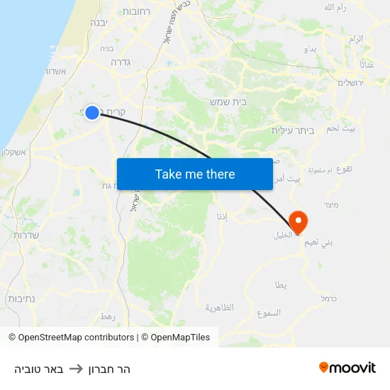 באר טוביה to הר חברון map