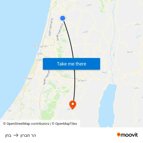 בחן to הר חברון map