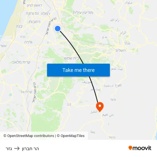 גזר to הר חברון map