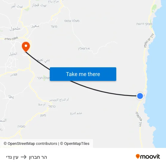 עין גדי to הר חברון map
