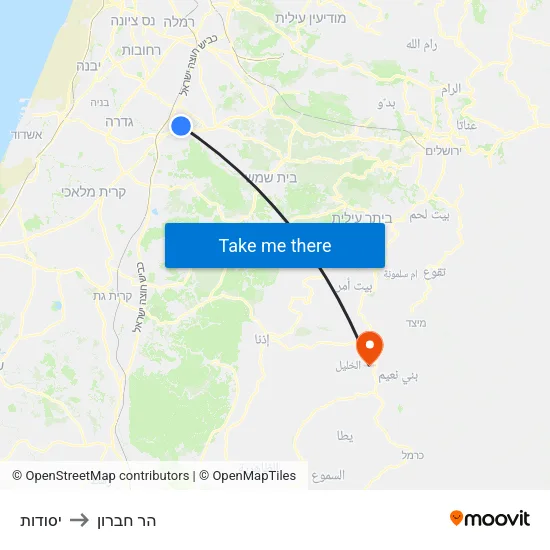 יסודות to הר חברון map