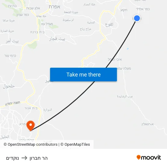 נוקדים to הר חברון map