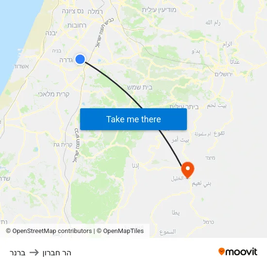 ברנר to הר חברון map