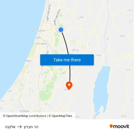 אלקנה to הר חברון map