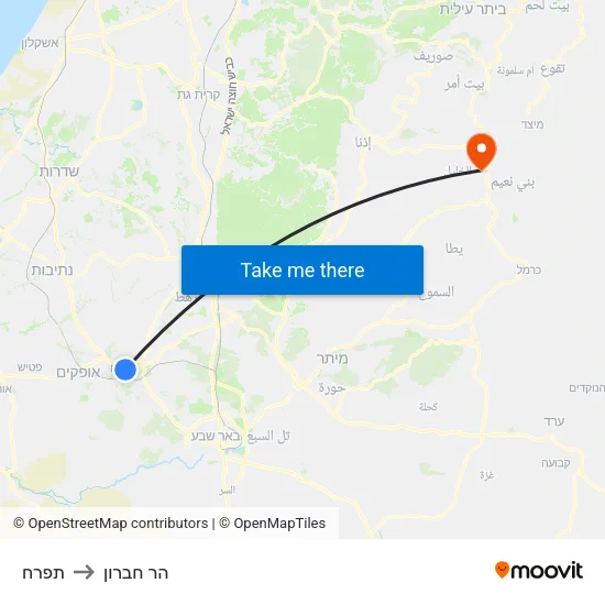 תפרח to הר חברון map