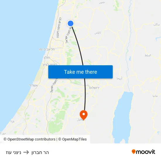 ניצני עוז to הר חברון map