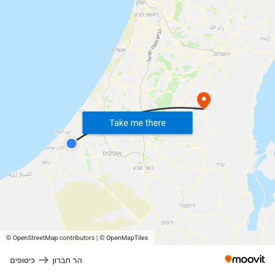 כיסופים to הר חברון map