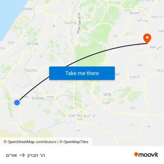 אורים to הר חברון map