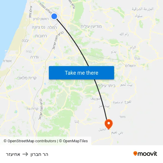 אחיעזר to הר חברון map