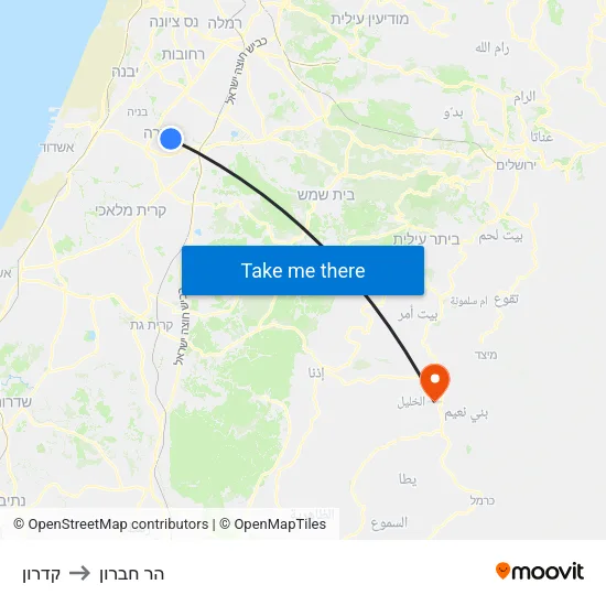 קדרון to הר חברון map