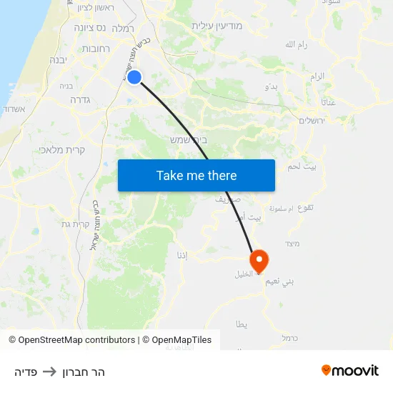 פדיה to הר חברון map