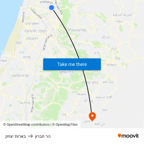 בארות יצחק to הר חברון map