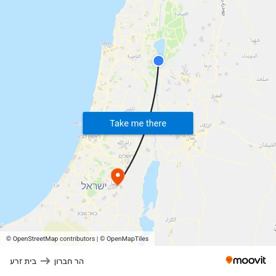 בית זרע to הר חברון map