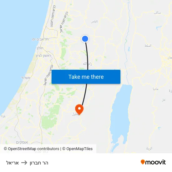 אריאל to הר חברון map