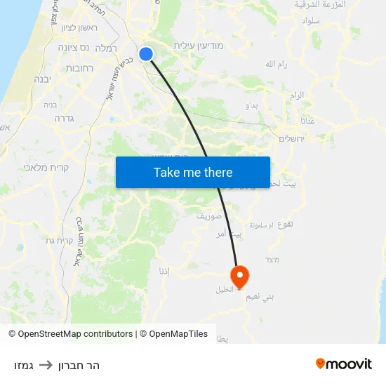 גמזו to הר חברון map