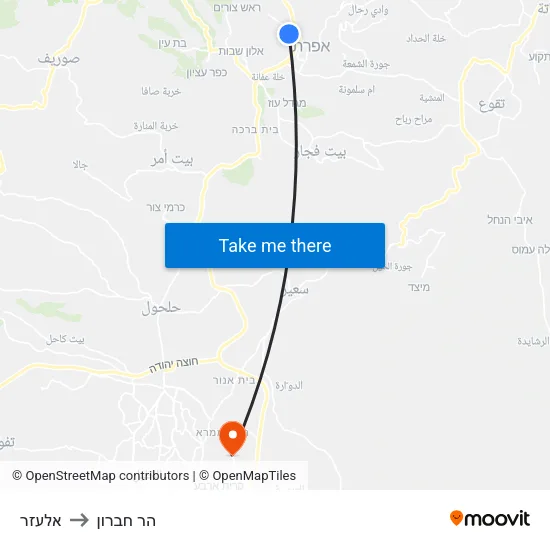 אלעזר to הר חברון map