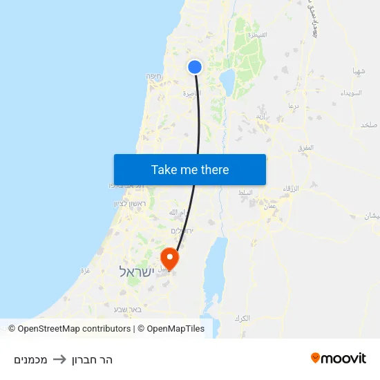מכמנים to הר חברון map