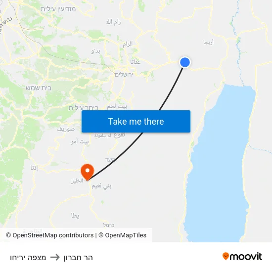מצפה יריחו to הר חברון map