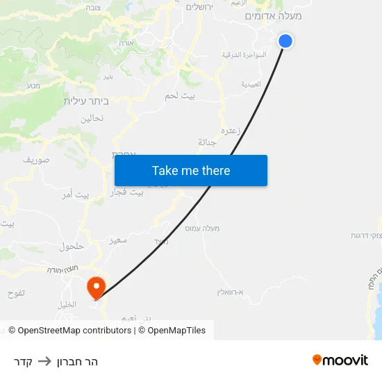 קדר to הר חברון map