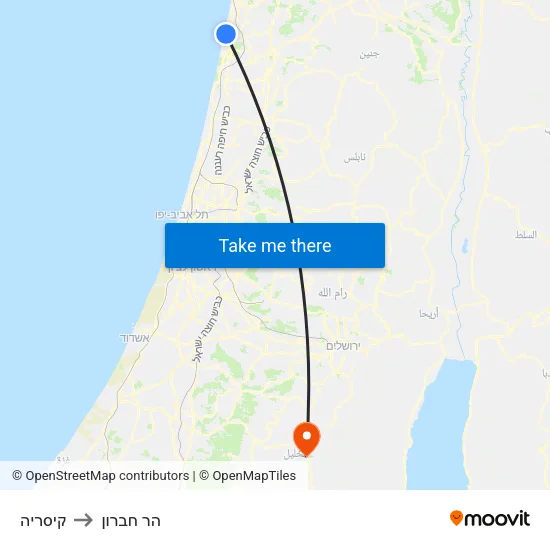 קיסריה to הר חברון map