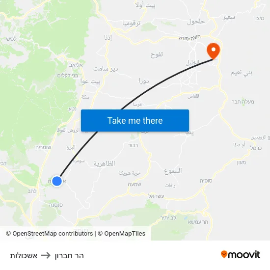אשכולות to הר חברון map