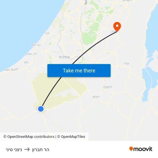 ניצני סיני to הר חברון map