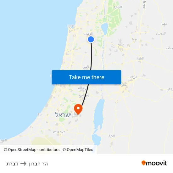 דברת to הר חברון map