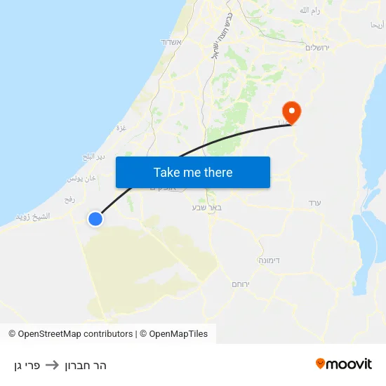 פרי גן to הר חברון map