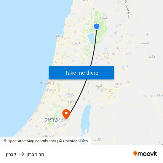 קצרין to הר חברון map