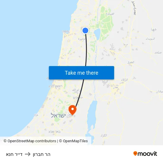 דייר חנא to הר חברון map