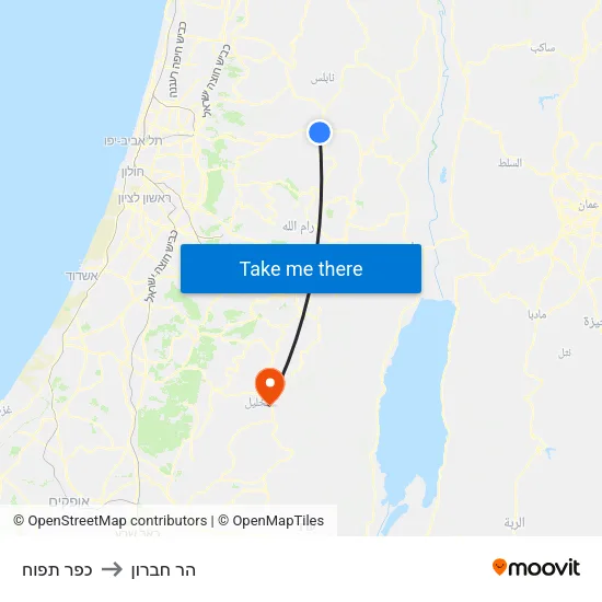 כפר תפוח to הר חברון map