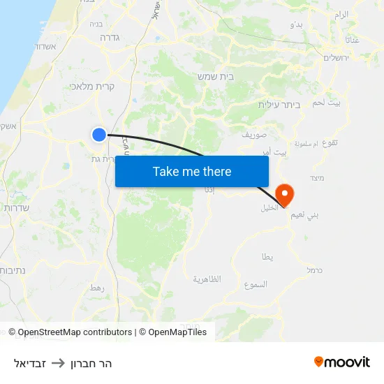 זבדיאל to הר חברון map