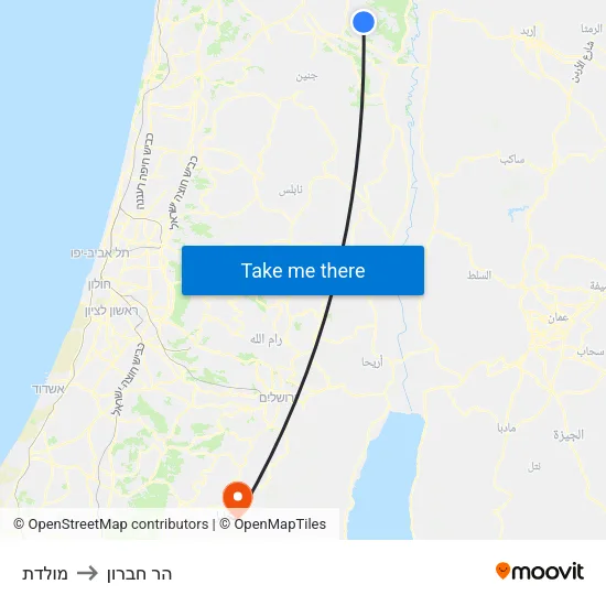מולדת to הר חברון map
