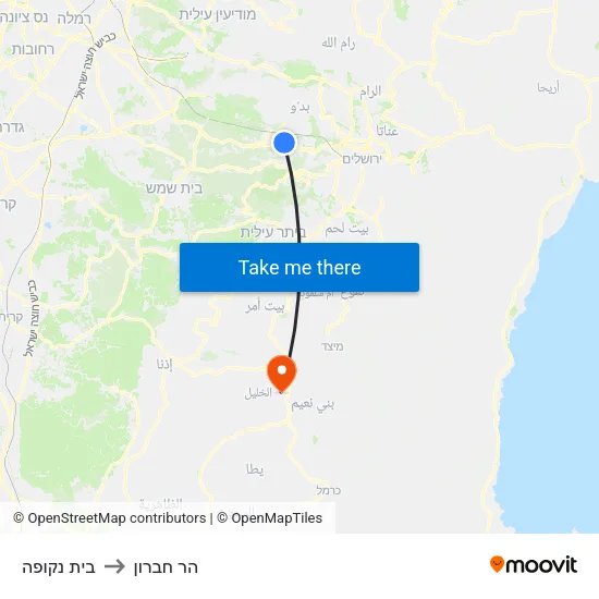 בית נקופה to הר חברון map
