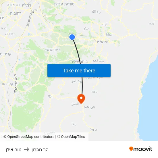 נווה אילן to הר חברון map