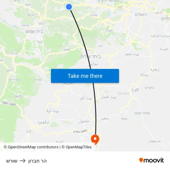 שורש to הר חברון map