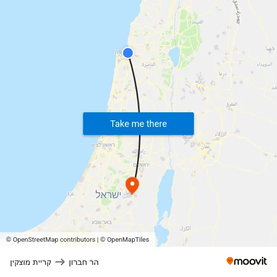 קריית מוצקין to הר חברון map
