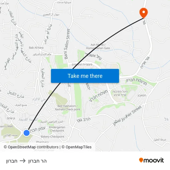 חברון to הר חברון map