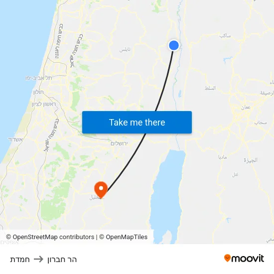 חמדת to הר חברון map