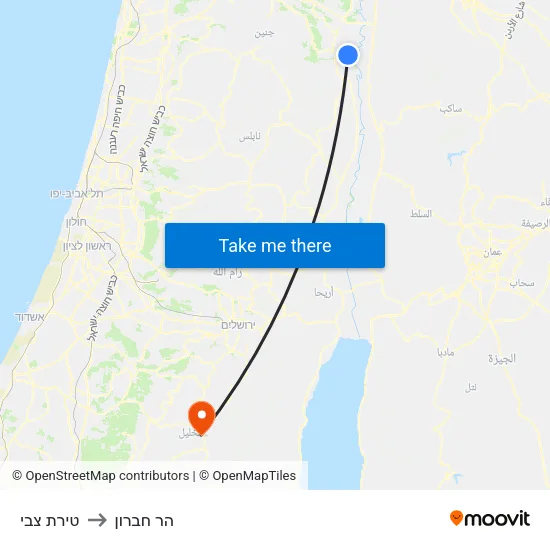 טירת צבי to הר חברון map