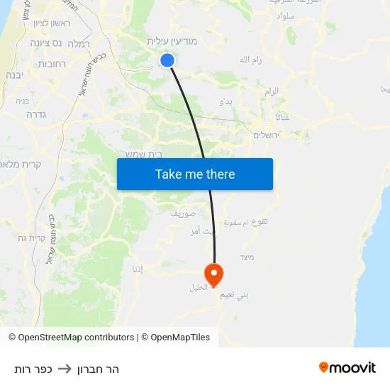 כפר רות to הר חברון map