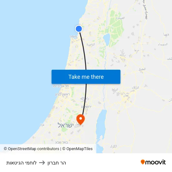 לוחמי הגיטאות to הר חברון map
